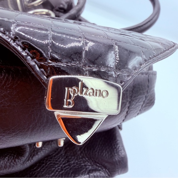 Bolzano Fiore Huge Black Leather Satchel Women's Bag - Picture 6 of 14